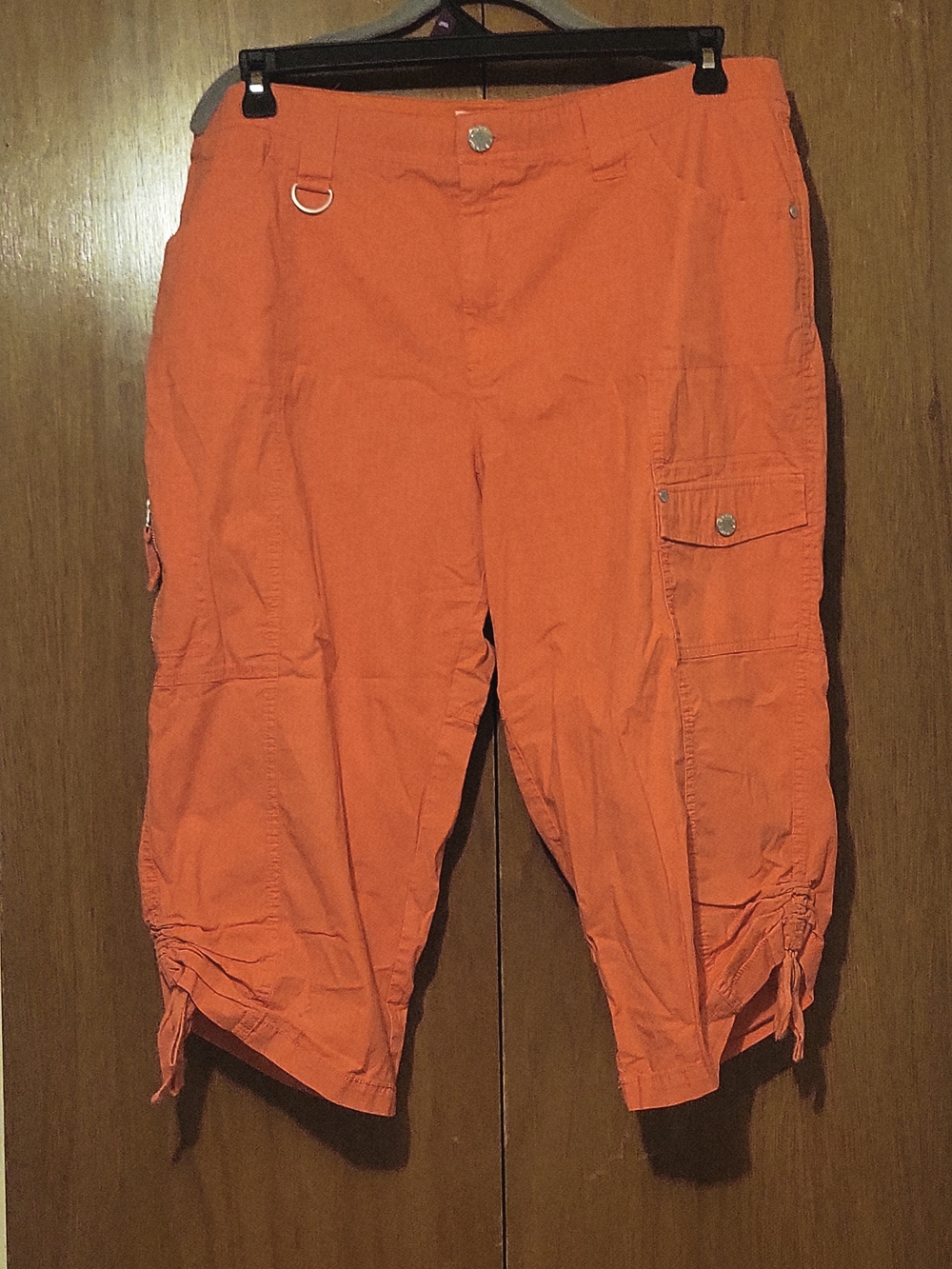Women's Orange Cargo Capris - Lightweight Summer Pants